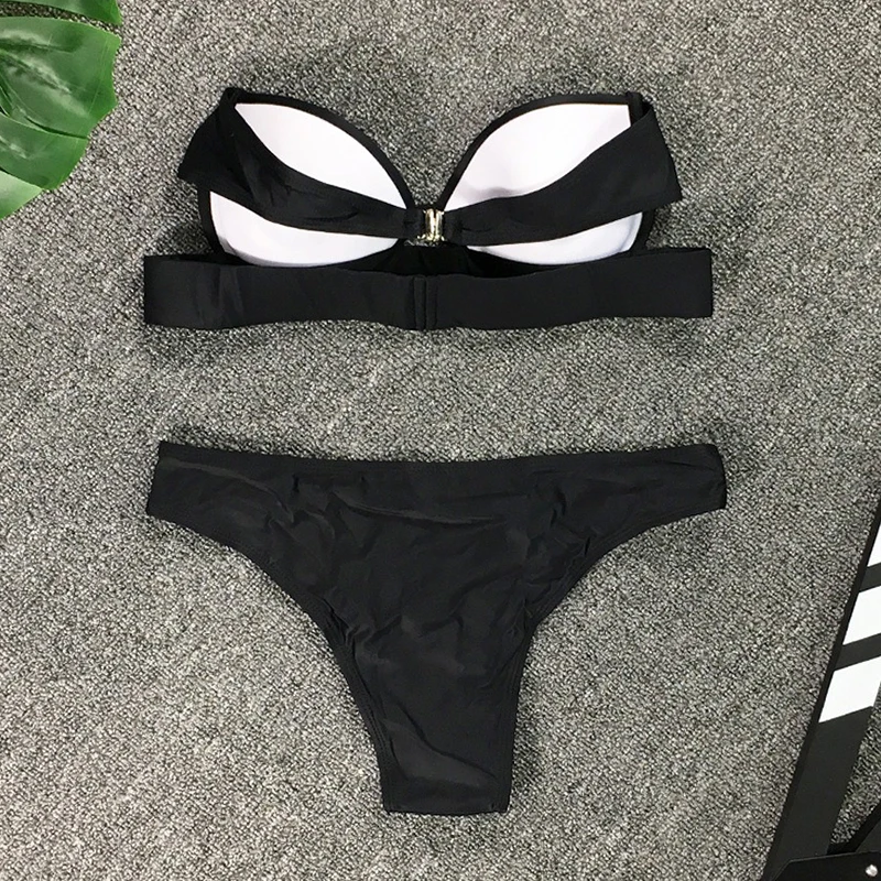 Solide Sexy Bikinis Badeanzug Frauen Backless Liebsten Split Bikini Set Bademode Sommer 2025, Neue Chic Badeanzug Zwei Stück Sets