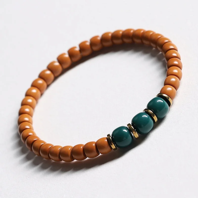 Straight-cut Olive-pit Buddha Bead Walnut Carving Bracelet Cultural Plaything Single-circle Design A Great Gift for Friends