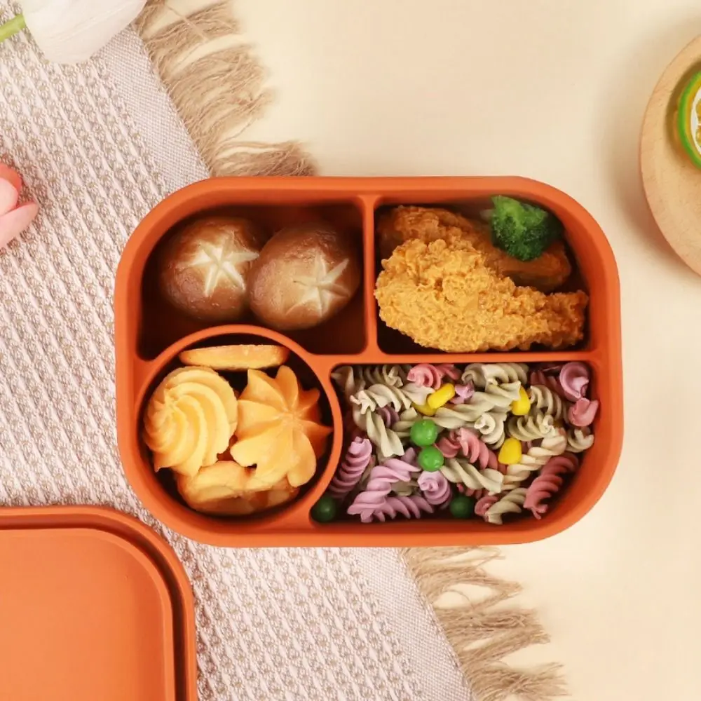 Leak-proof Silicone Lunch Box BPA-free Reusable Microwave Safe Lunch Box Dishwasher Safe Portable Food Storage Container Camping