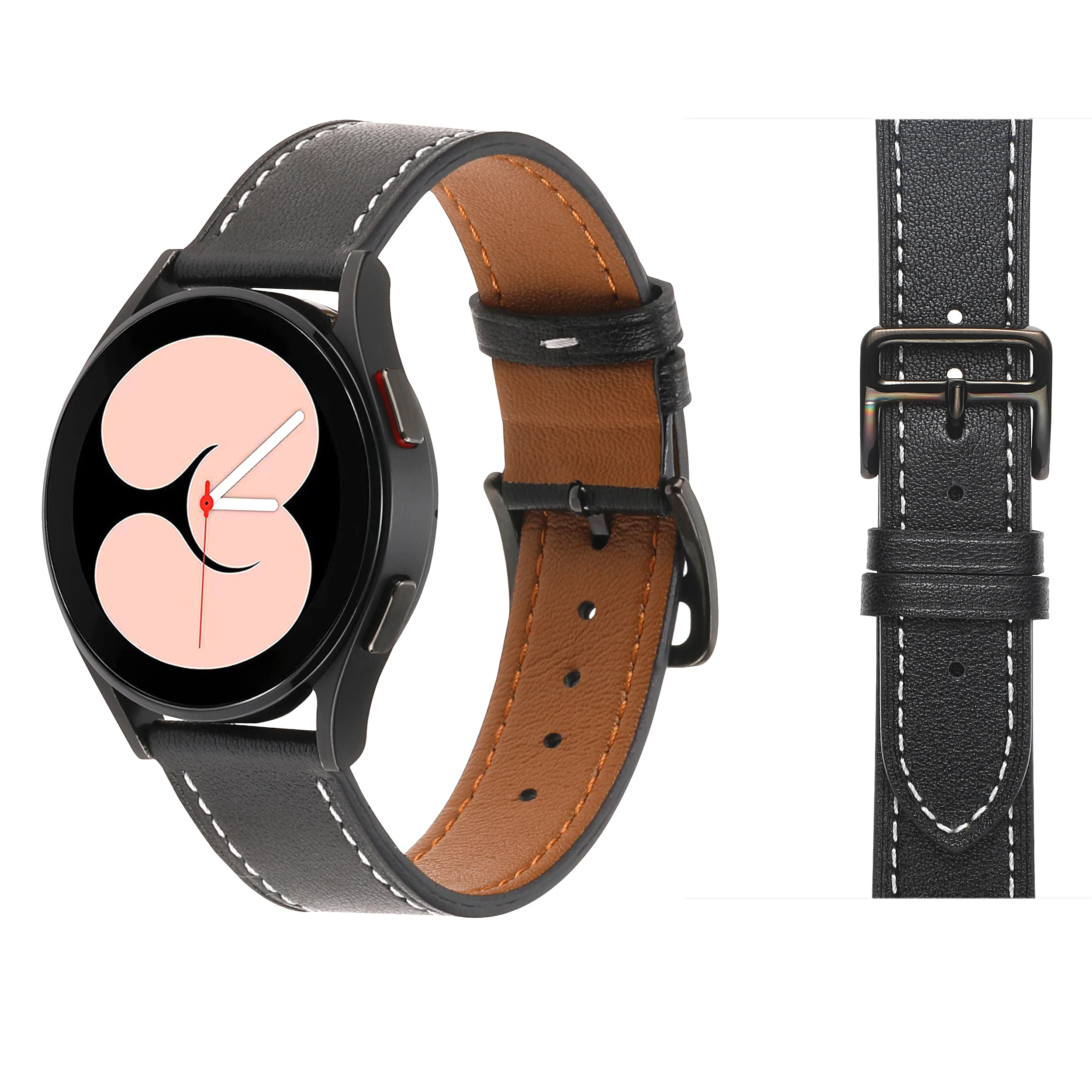 

20mm Leather Strap For Samsung Galaxy Watch 4 40mm 44mm wristband Silicone Sports Bracelet For Galaxy watch 4 Classic 46mm 42mm