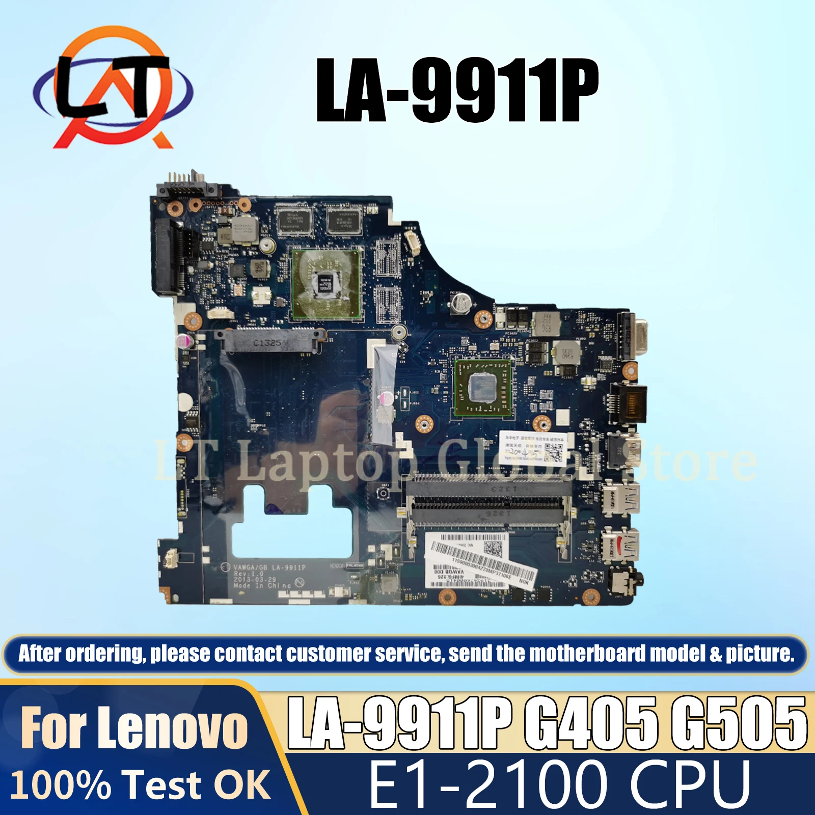 

motherboard With E1-2100 AMD For Lenovo LA-9911P Motherboard G405 G505 notebook CPU DDR3 100% test work