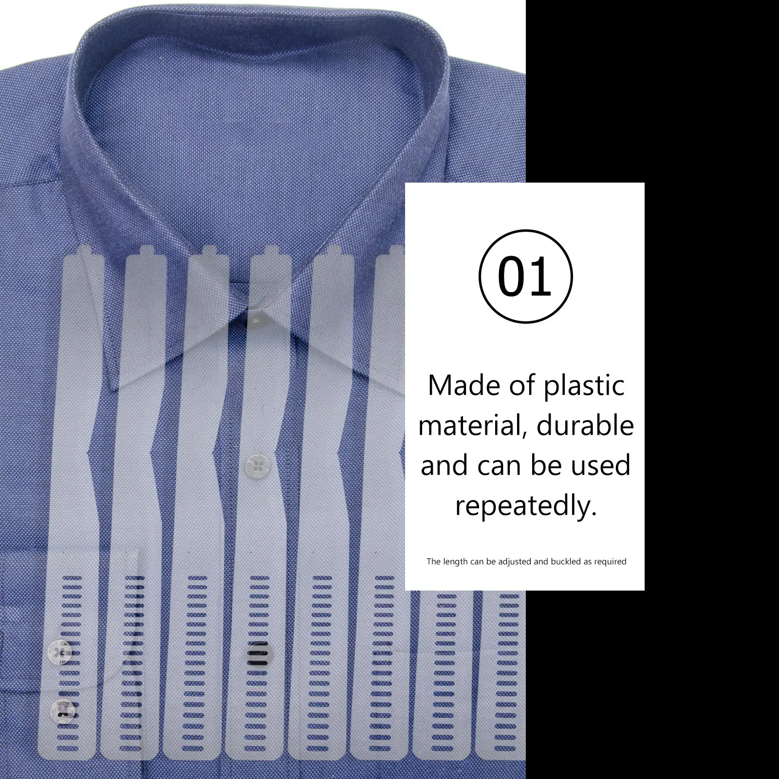 100Pcs Premium Plastic Shirt Collar Strips Transparent Adjustable Collar Fixing Strips Sturdy Workmanship for Clothing Display
