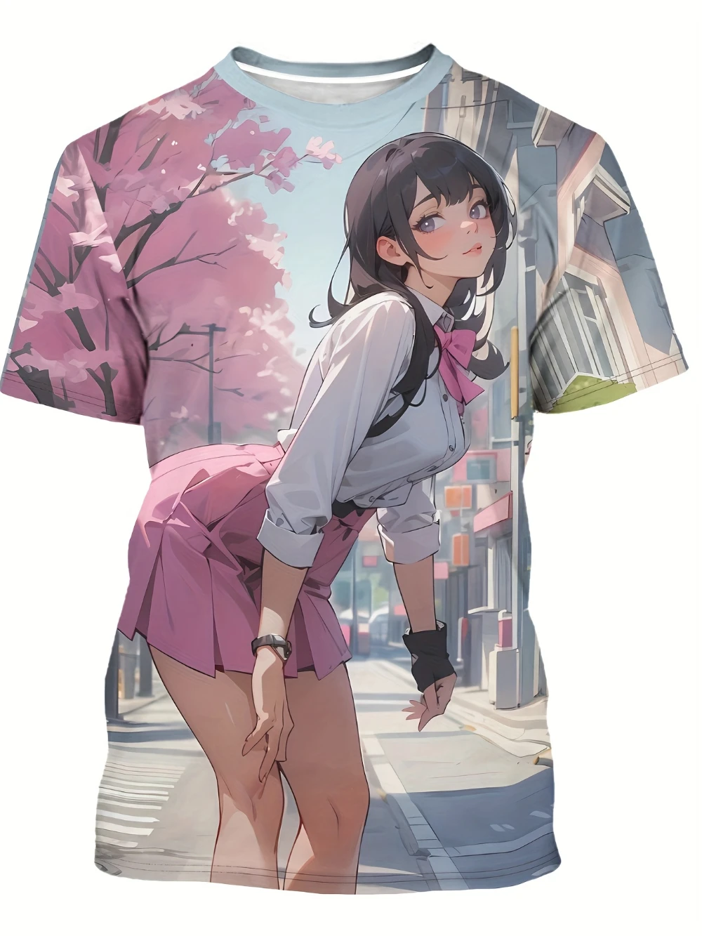 جديد الرجال ثلاثية الأبعاد أنيمي فتاة تي شيرت مطبوع ساكورا وزي مدرسي نمط عادية فضفاض تي شيرت للنزهات الصيفية هدايا الرجال