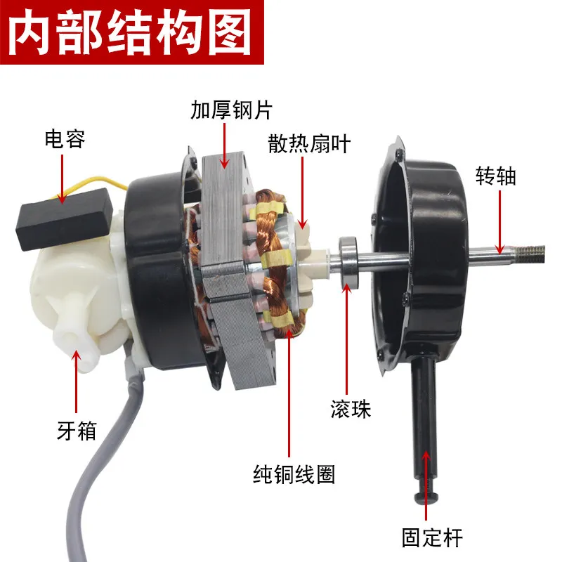 Double Ball Bearing Fan Motor 60W Universal Pure Copper Wire Head Motor