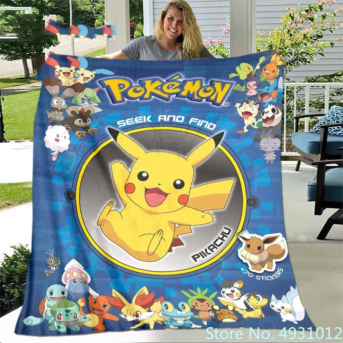 

Anime Kids Children Pokemon Pikachu Flannel Blanket Adult Gift Bedding Bedspread Sofa Spring and Autumn Warm Cover Home Decor