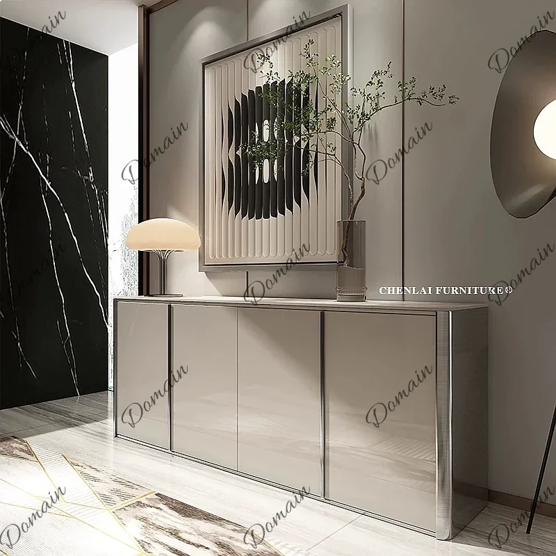 X80 Modern Italian Solid Wood Slate Hall Cabinet Sideboard Entryway Storage Divider For Living Room