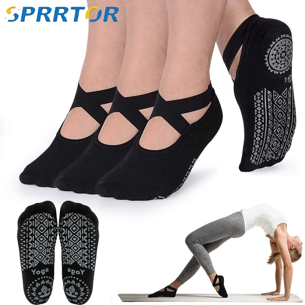 Yoga Socks for Women Nylon Pure Cotton Non slip Section Bandage Sports Ballet Dance Sock Moisture Absorption Perspiration