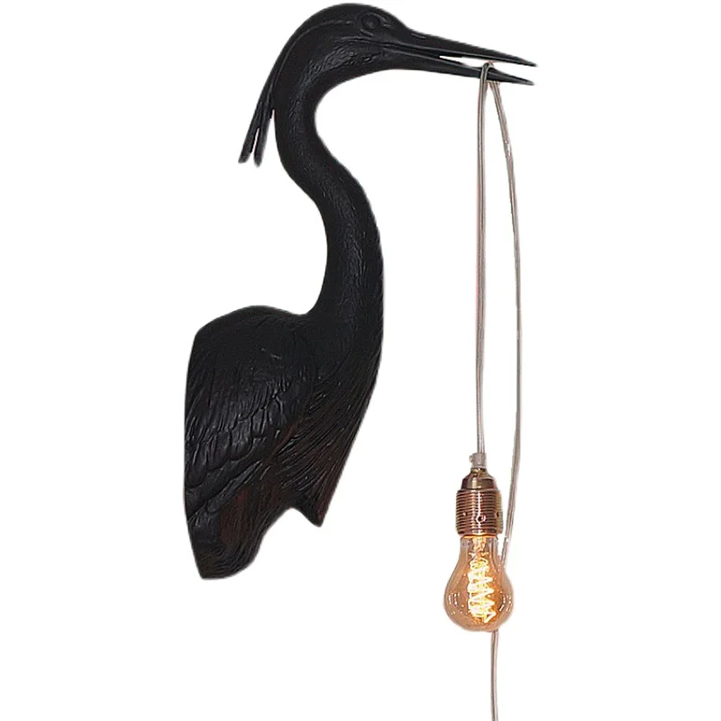 Imagem -05 - Resin Crane Wall Lamps Postmodern Designer Art Deco Corredor Hotel Sala de Jantar Luzes de Parede Pássaros Animal Sconce E27