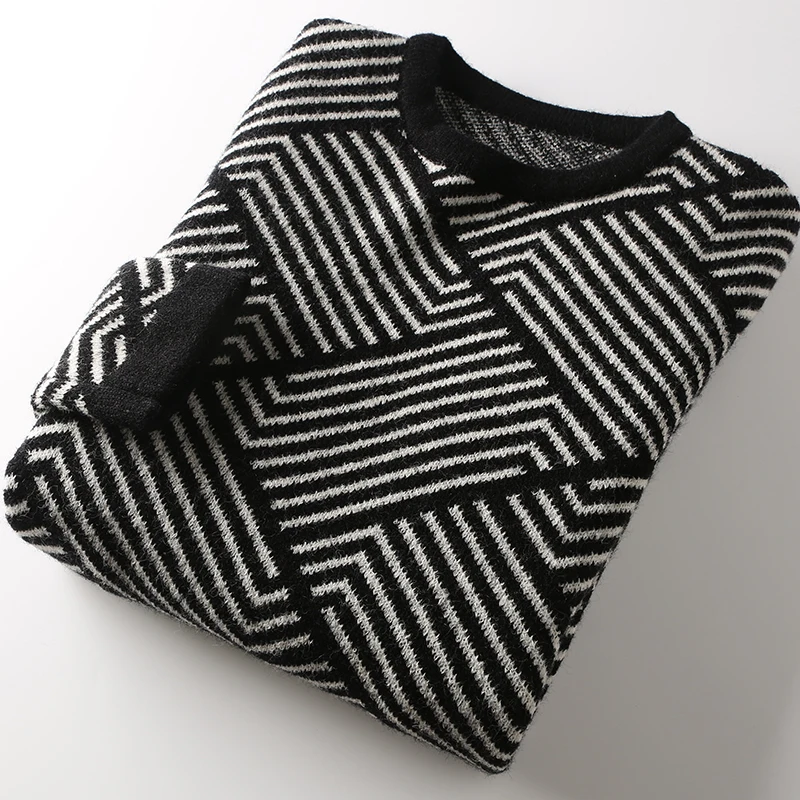 

Excellent Value for Money! 3D Knitted Texture! Autumn Winter Men's round Ne Long Sve Knitwear Sweater Faion Urban Sle