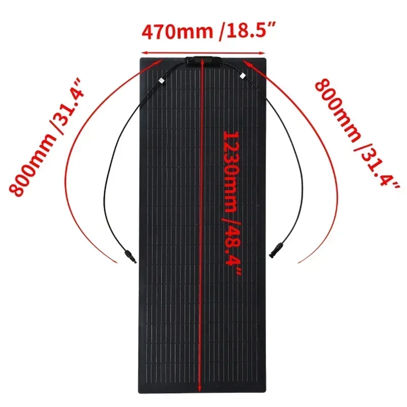 Solar Panel 200W 100W 12V Battery Charger Flexible Photovoltaic Panel for Camper RV Home Roof Balcony Waterproof Solar Cells