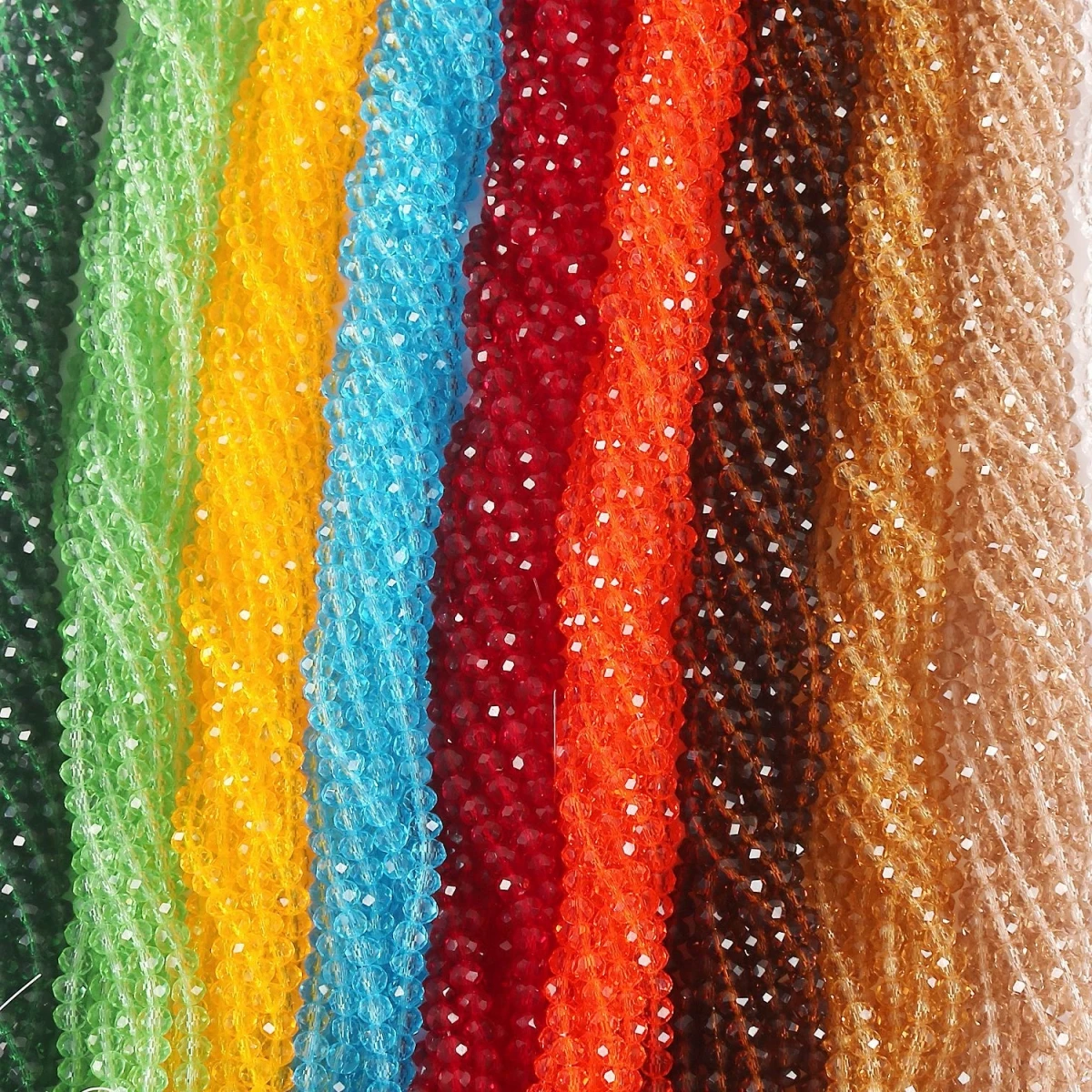 1 Strang 4/6/8/10mm Rondelle Flache Facettierte Kristallperlen aus Glas, lose Perlen für DIY-Bastelarbeiten, Ornamentherstellung, handgemachtes Zubehör – Detail 5