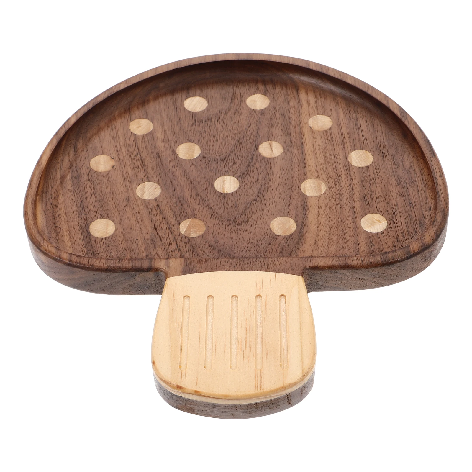 

Wooden Dinner Plate Black Walnut Mushroom Kids Tray Coffee Cake Bread Food Serving Dessert Fruit Plates Wooden Utensils