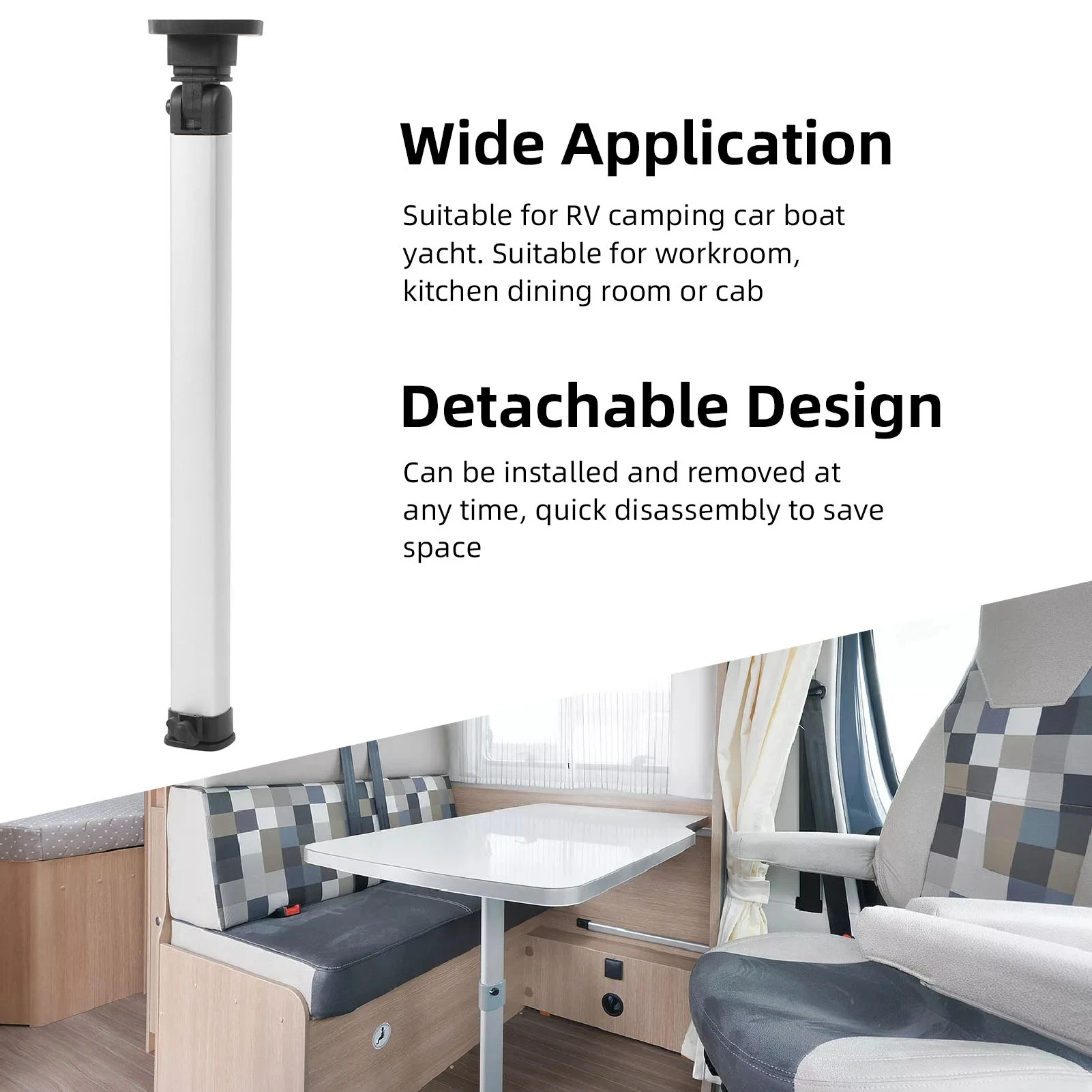 RV Folding Table Legs 20.3-30.3in Adjustable Height Detachable Telescopic Bar Desk Leg for Travel Trailer