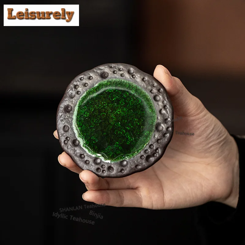 

Kiln Fambe Green Ice Cover Coasters Boutique Cup Mat for Coffee Cups Saucer Anti-scald Placemats Cup Holder Cafes Accessories