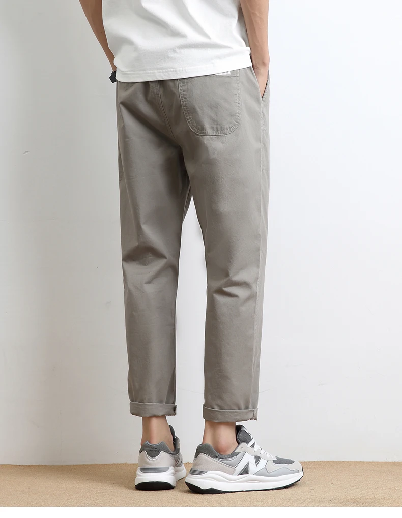 High Quality Summer Thin Men's Casual Pants 95%Cotton Breathable Solid Color Outdoor Elastic Waist Chino Trousers Male Amekaji