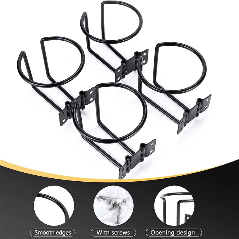 

A69P-4 Piece Boat Cup Holder Stainless Steel Universal Drink Holders Black Ring Cup Holders For Boat Truck RV