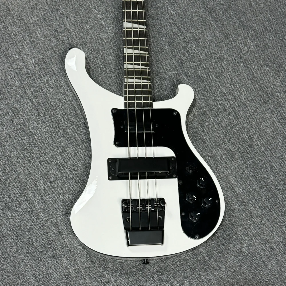 Musical InstrumentsRick 4003  Guitar, Bass Guitar, Basswood Body, White Color, Rosewood Fretboard, Black Hardware,  2025