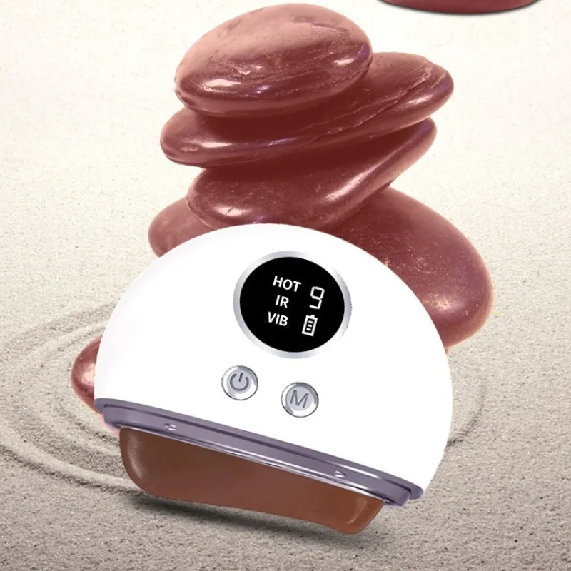 

Electric Red Bian Stone Gua Sha Massager with Heating Vibration Color Light Therapy for Meridian Relief and Relaxation