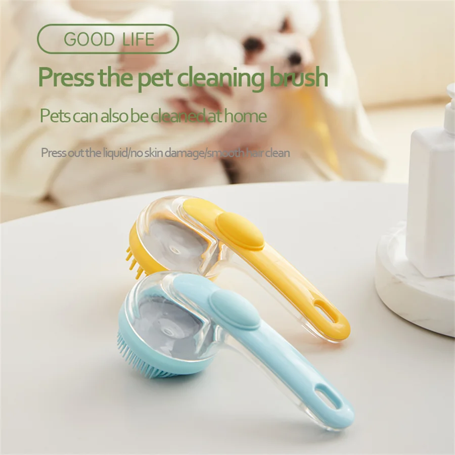 Long handle bath brush add liquidpressing out liquid cleaning Massage petto remove floating pet bath brushcleaning supplies