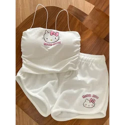 Sanrio's new HelloKitty pure desire suspender pajamas female cute cartoon comfortable casual breathable home women's pajamas