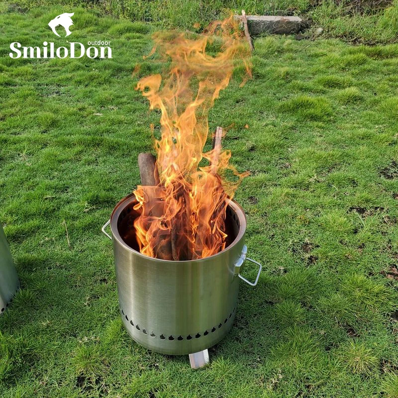 Smilodon-Large Firewood Stove Portable Brazier Bonfire Camping Wood Burner Stainless Steel Picnic  Outdoor Heater Cooker Furnace