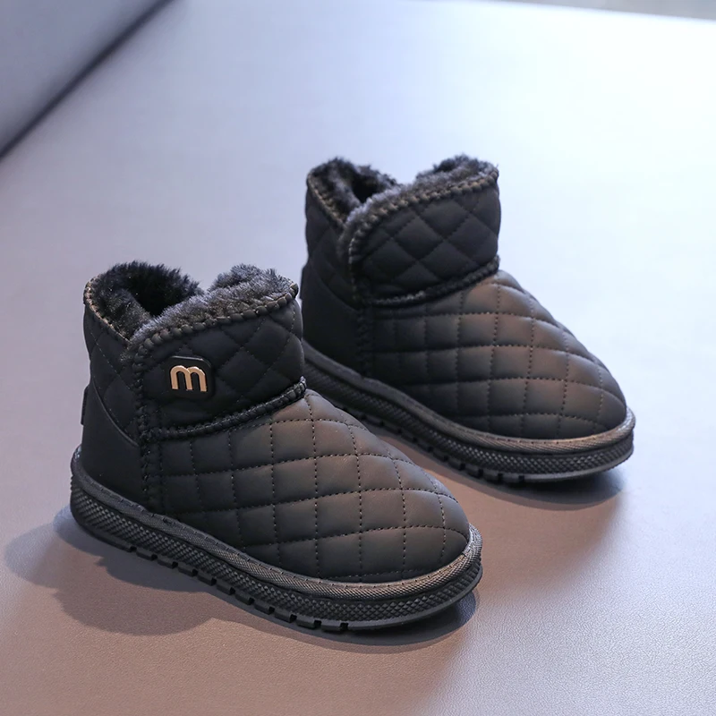 Kids Snow Boots Winter Warm Plush Ankle Boots for Children 2025 New Fashion Slip Ons Cotton Shoes Boys Girls Waterproof Booties