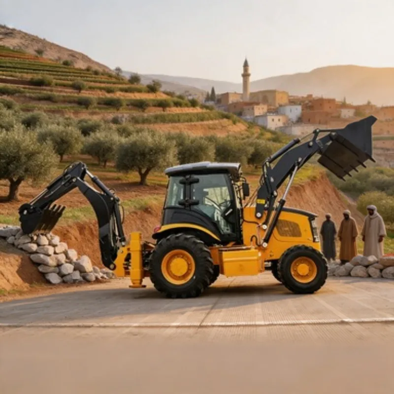 For Construction Site Backhoe Loader 4WD Digger Tractor 3 Ton with Front Bucket Rear Digger for Material Handling Use