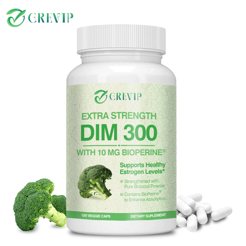 

DIM 300mg - Contains Broccoli, Supports Hormone and Skin Health, Balances Estrogen in Men and Women, Enhances Absorption