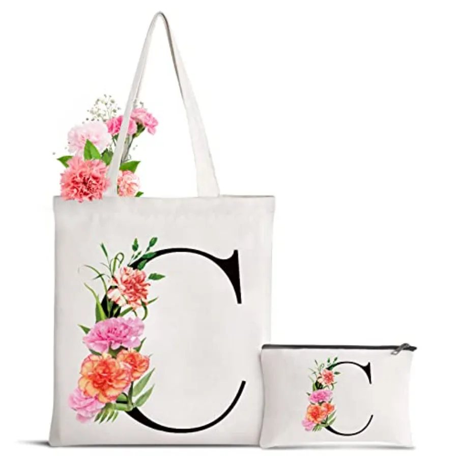 Bolsa de Lona con Iniciales Personalizadas, Bolsa de Regalo para el Día de la Madre, Damas de Honor, Novia, Cumpleaños, Boda