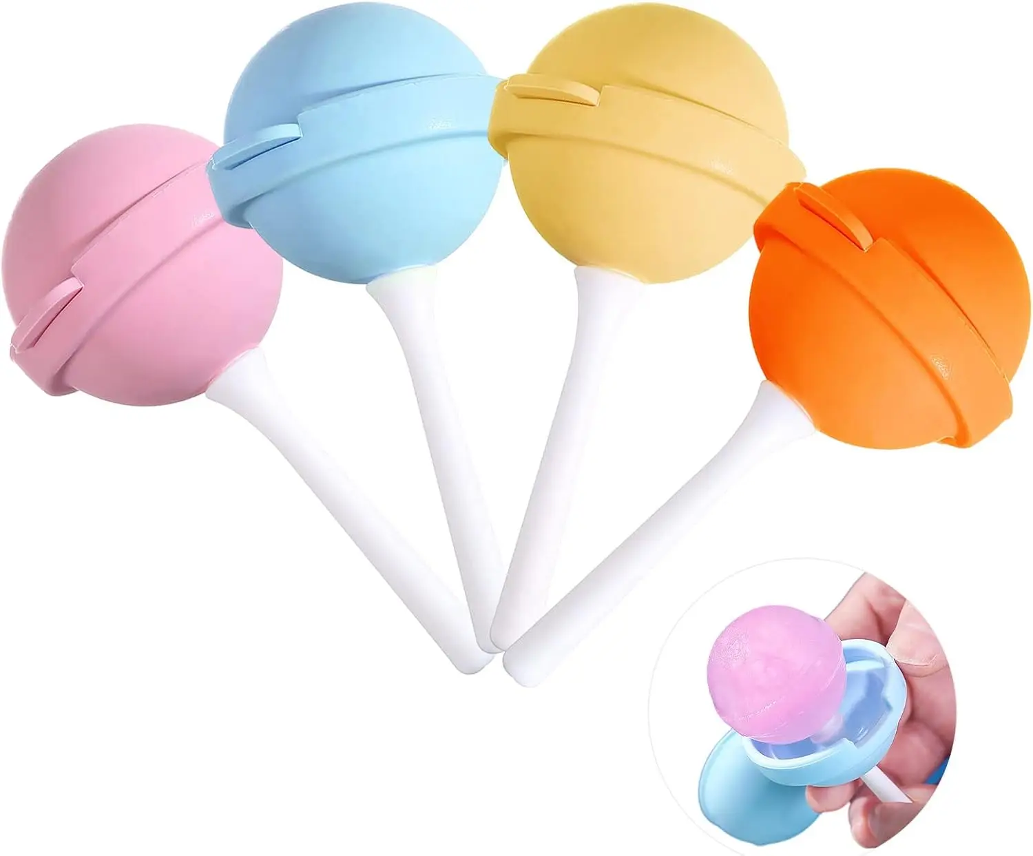 

4 Pack Silicone Popsicle Molds, BPA Free Reusable Ice Cream Molds with Sticks, DIY Homemade Freezer Treat Maker (Pink/Yellow/Orange/Blue)