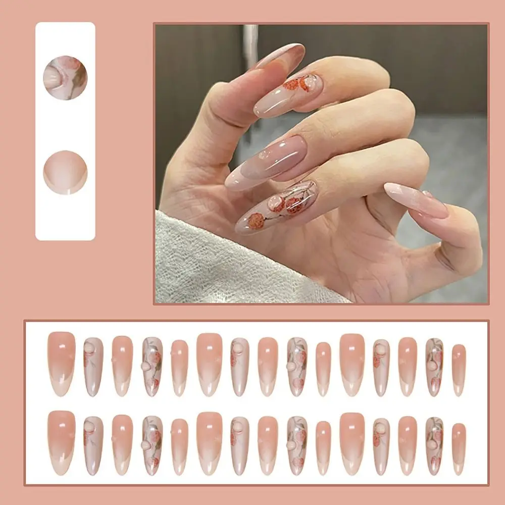 24/30 pièces épices paillettes faux ongles doré fleur française tache faux ongles encre peinture couverture complète ongles conseils pour femmes fille