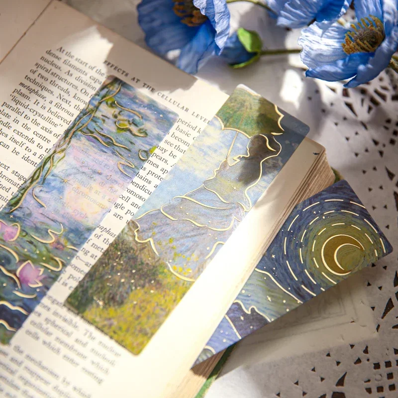 5 Sheets/pack Oil Paintings PVC Bookmarks Aesthetic Romantic Flower Reading Mark Card Exquisite Bookmarks School Office Supplies