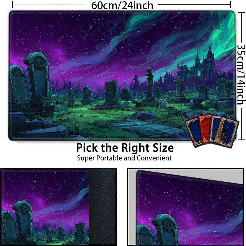 Ghostly Cemetery Aurora Castle Theme Game Mat, suitable for trading card games TCG/CCG, can be used as a table mat or mouse pad