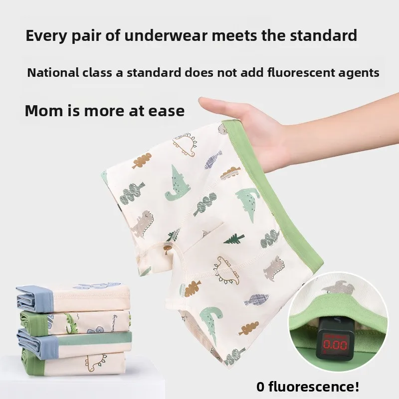 4 Pcs Children Cotton Four Corner Underwear Thin Antibacterial 3-12 Years 100% Cotton A Grade Healthy Boys Girls Boxer Shorts