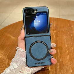 For Magsafe Case Samsung Z Flip 7 6 5 4 Matte PU Leather Samsung Galaxy Z Fold 7 6 5 4 Magnetic Skin Feel Flip 3 Luxury Cover