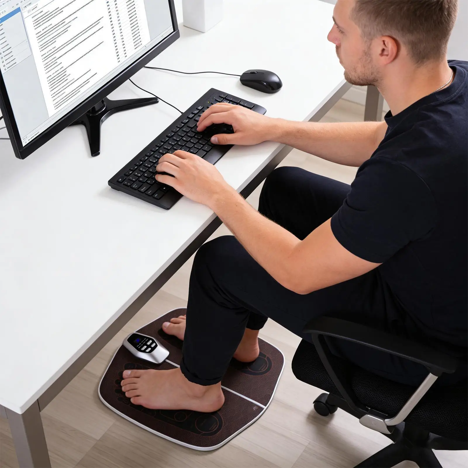 

Foot Massager 32-Gear Ergonomic Rechargeable Intelligent Foldable EMS Foot Massager Mat for Office Apartment Dorm Travel