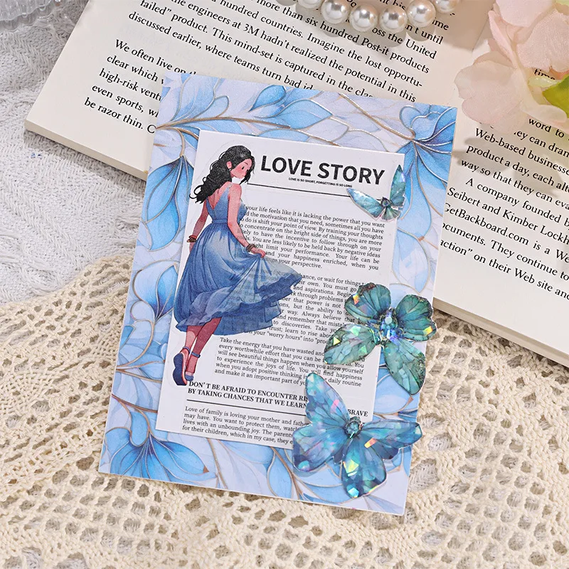 6pcs/lot Memo Pads Material Paper Dancing Flower Glass Window Series Junk Journal Scrapbooking Retro Background Decoration