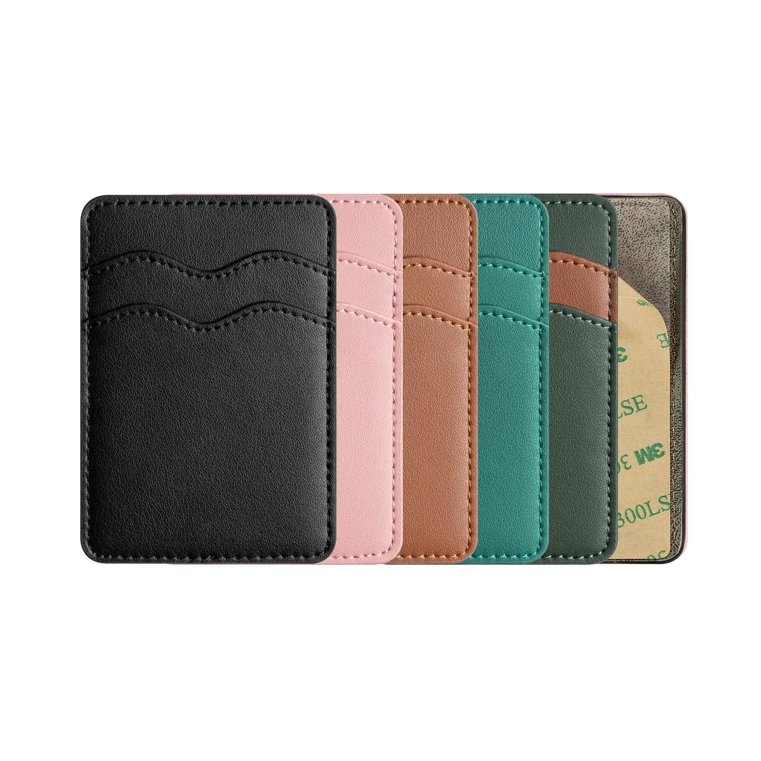 10Pack Universal Card Wallet Bag For Cell Phone Adhesive Leather Dual Layer Storage Cash Pouch Mobile Phone Back Pocket