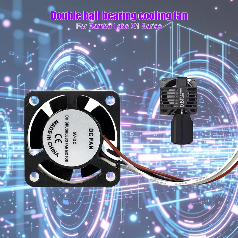 For Bambu Lab X1C/P1P Hotend Cooling Fan with Dual Ball Bearings PWM Speed Control | 3D Printer Parts Upgrade & Maintenance Kit