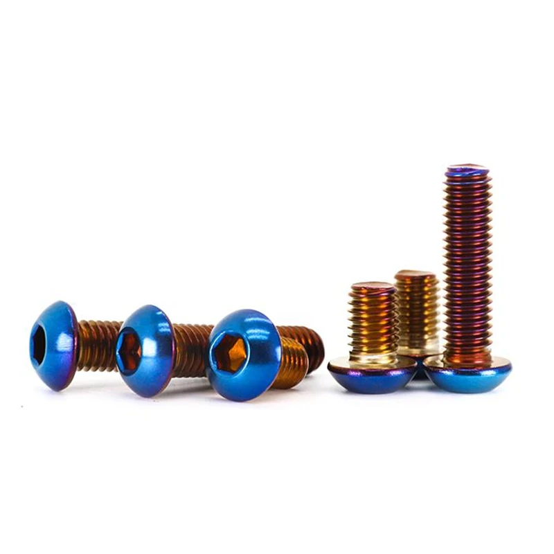 M4-M10 ISO7380 Ti-Blue Stainless Steel Button Head Hex Socket Screws Motorcycle Bike Allen Bolts