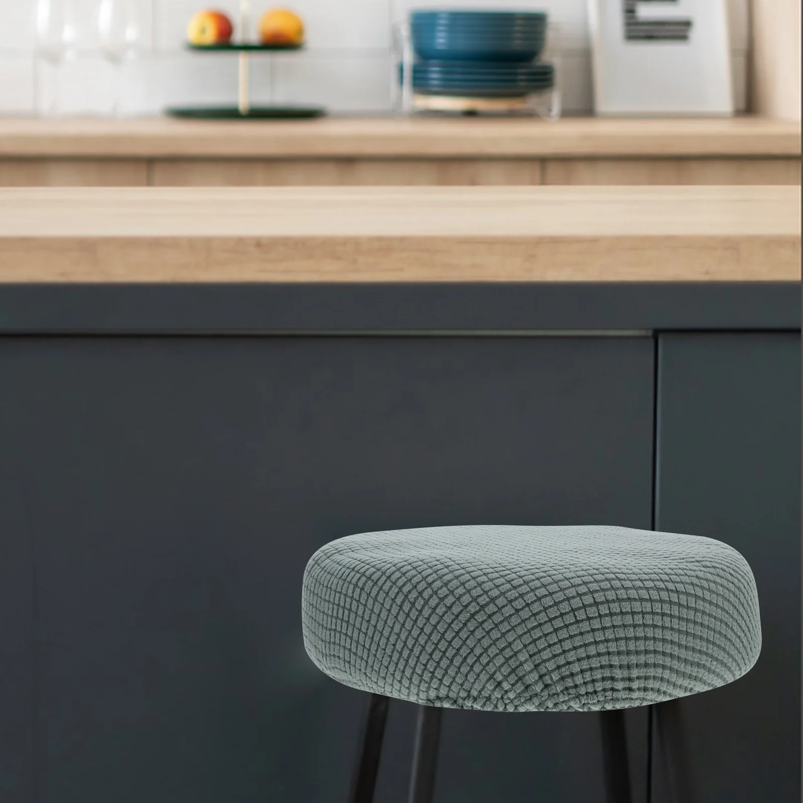 

Round Stool Cover Home Use Anti Dust Chair Protector Polyester Slipcover for Dining Chairs Easy Fold Store Functional Practical