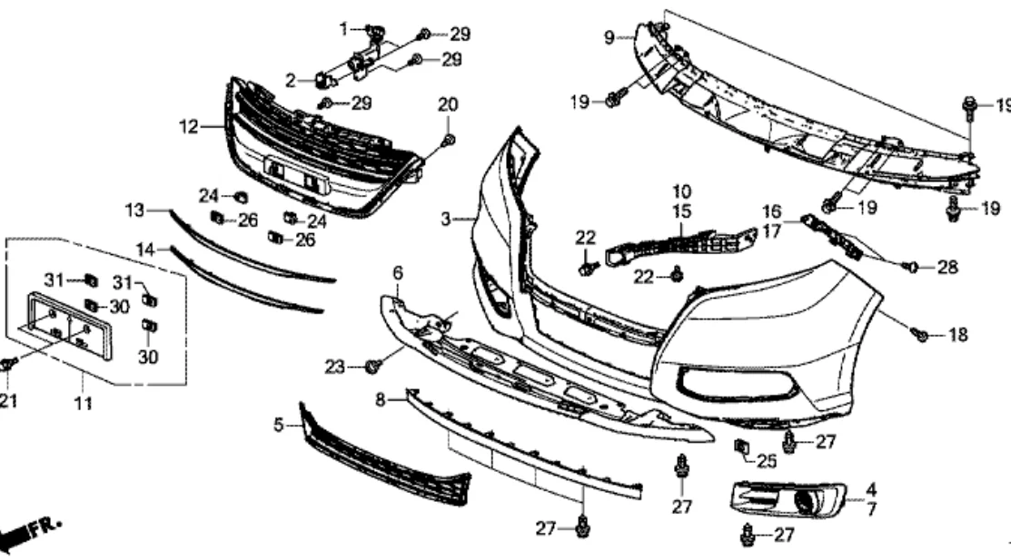 Car front and rear bumpers are suitable for Honda Odyssey 2015 RC body kit