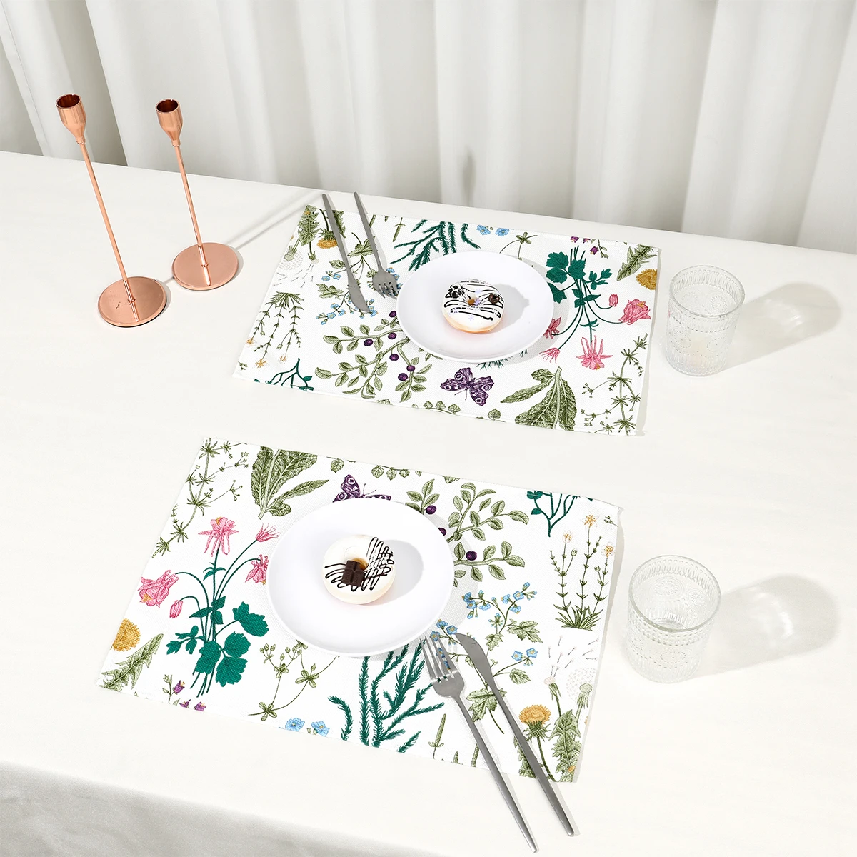 Wildflower Floral Placemats Eucalyptus Leaves Table Mats Dining Table Supplies Spring Rustic Washable Table Mats Party Decors