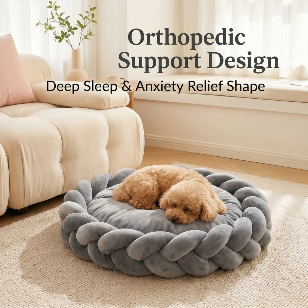Wholesale Cute Modern Luxury Handmade Weave Soft Pet Dog Sofa Nest Beds OEM/ODM Washable Plush Mat PP Cotton Fill Down