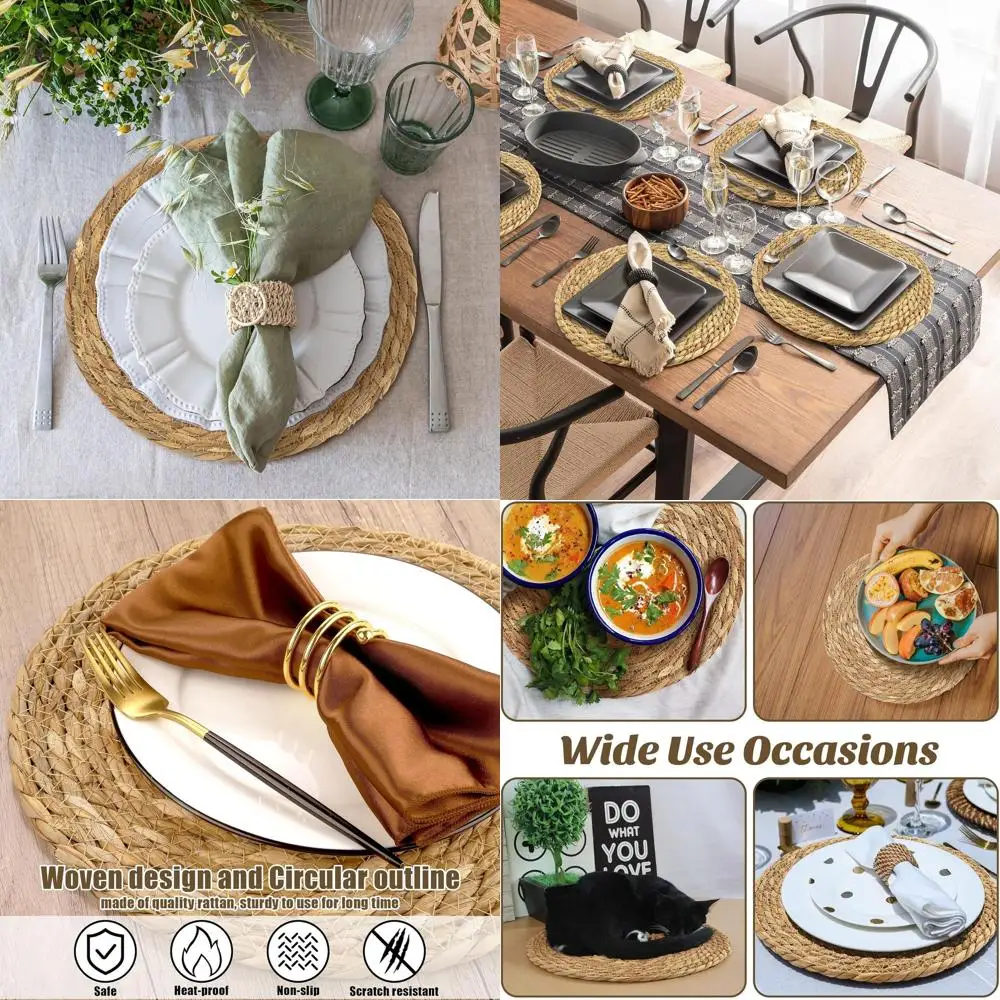 

Handwoven 12 Natural Bulrush Placemats Set of 36 for Rustic Farmhouse Dining