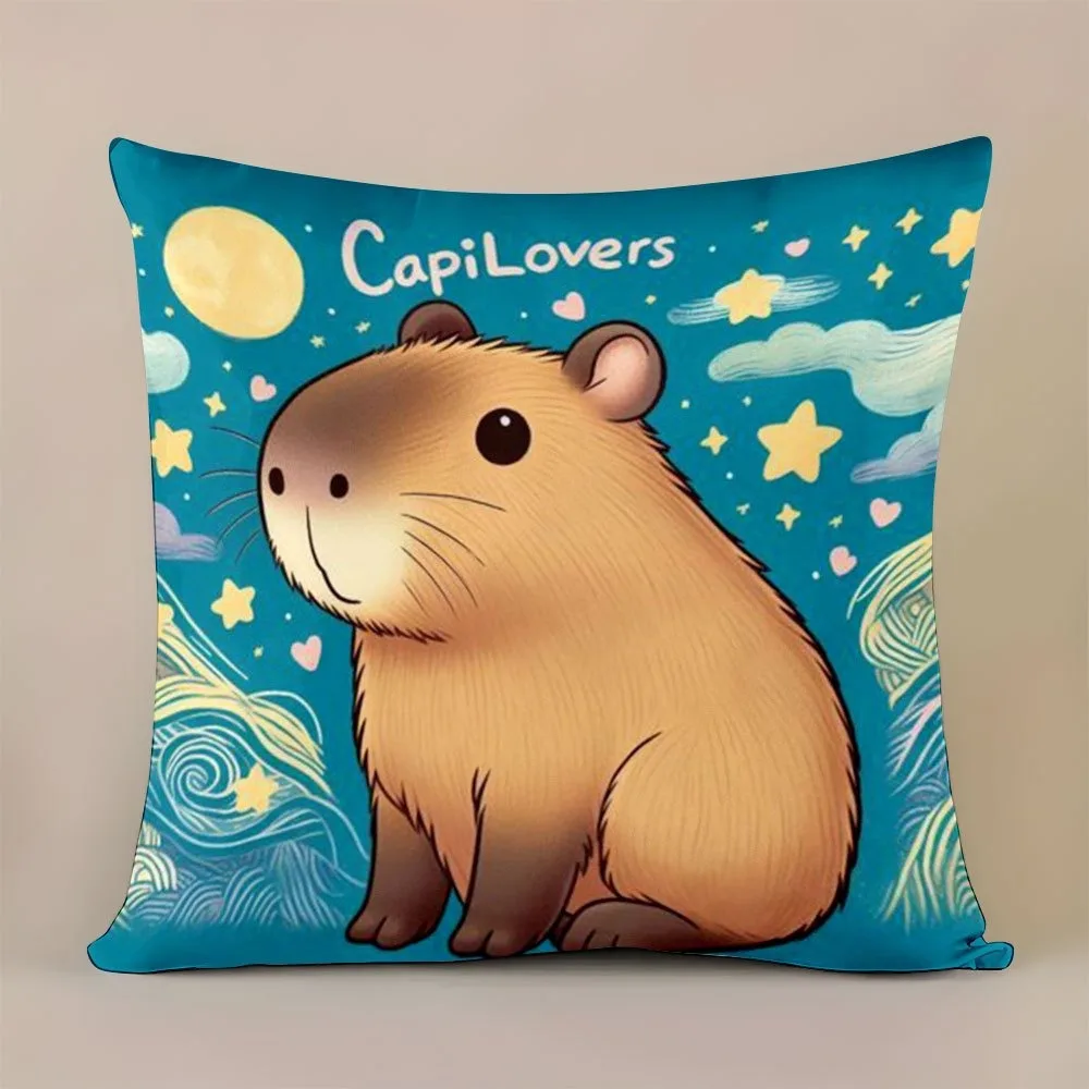 

Capybara Pillowcase, CapiLovers Cartoon Animal Cushion Cover, Starry Sky Art Decor, Cute Rodent Sofa Throw Pillow