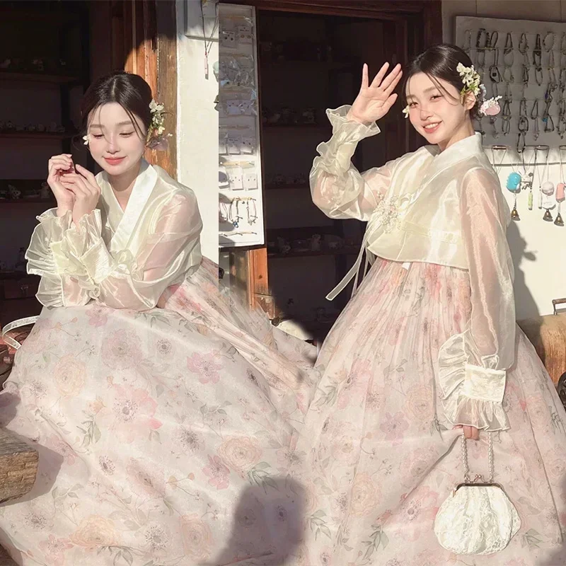 한복Palace Korean Traditional Costume for Women Elegant Luxury Hanbok Dress Princess Cosplay Anicent Retro Long Robe Wedding Party