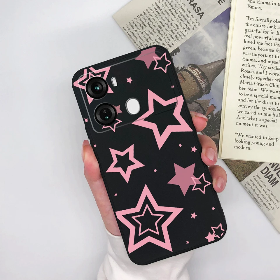 Cases For Itel P40 P40 Plus Love Heart Flower Couple Drop-Resistant Original Matte Phone Cover For itel p40 p40+ Silicone Funda