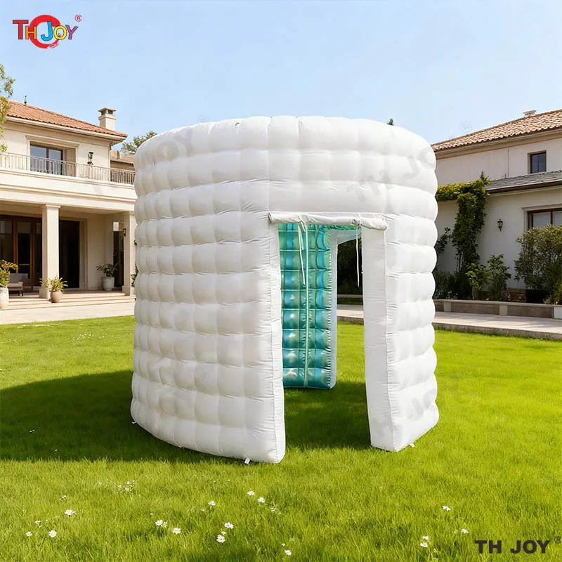 10ft gonflable boîte de nuit fête Cube tente conception ronde Photobooth toile de fond gonflable Led 360 Photo stand enceinte