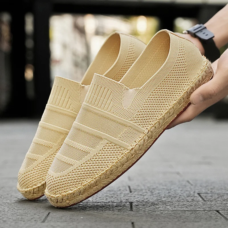 Summer Fashion Canvas Men's Casual Shoes Handmade Weaving Fisherman Shoes Fashion Casual Flat Espadrilles Driving Shoes Big Size